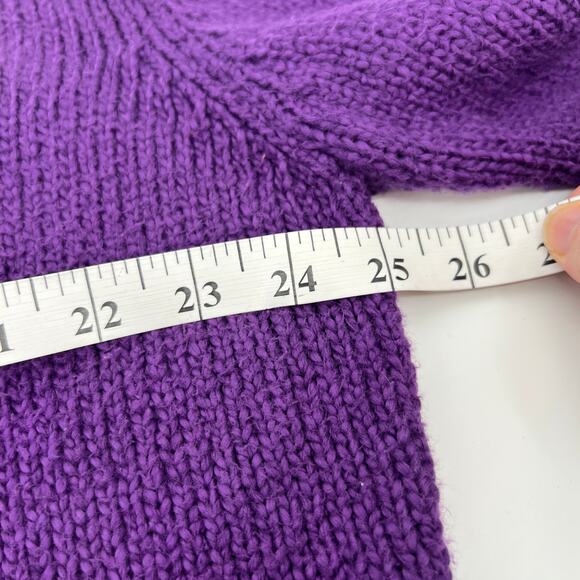 Vintage Rey Wear Hand Knit Cardigan Womens Plus Size 3X Purple Big Button Cotton - Picture 8 of 9